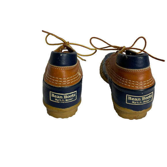 Women's 6 L.L.Bean Vtg Navy Blue Rubber Leather Trim Lace-Up Outdoors Duck Boots - Picture 6 of 10